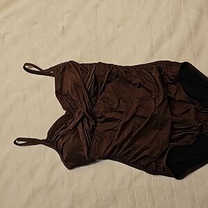 Darling brand new w/tags one-piece brown Athena sz. 12 ladies swimsuit